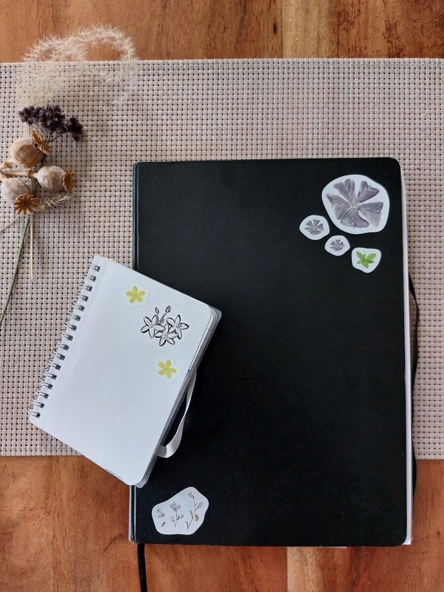 stickers, planche des fleurs 1 à 6